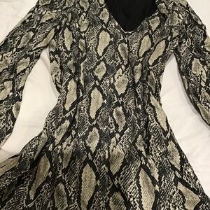 Lavender Brown snake print long sleeve short dress